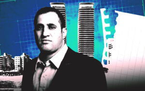 Michael Stern with a rendering of 1250 West Avenue (Getty, JDS Development Group)